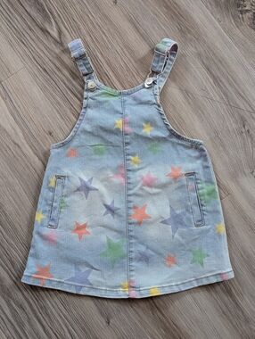 Girls Wonder Nation Star Print Jean Overall Dress Like New 2T Denim